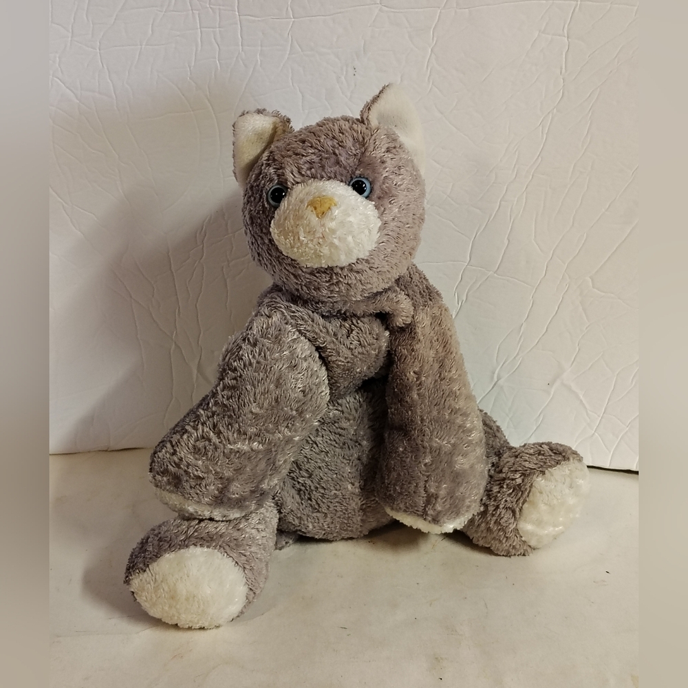 Mary Meyer Flip Flops Plush Cat Gray Soft Blue Eyes Beans 12"